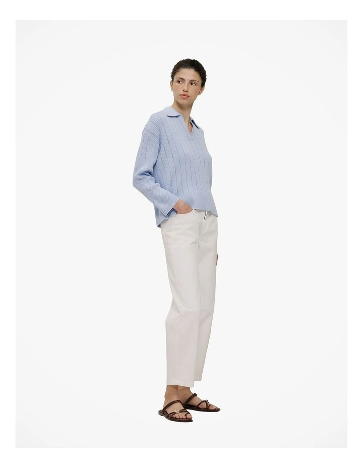 Cotton Cashmere Fine Cable Polo in Blue Marble image 4