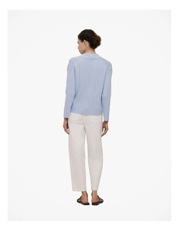 Cotton Cashmere Fine Cable Polo in Blue Marble image 5