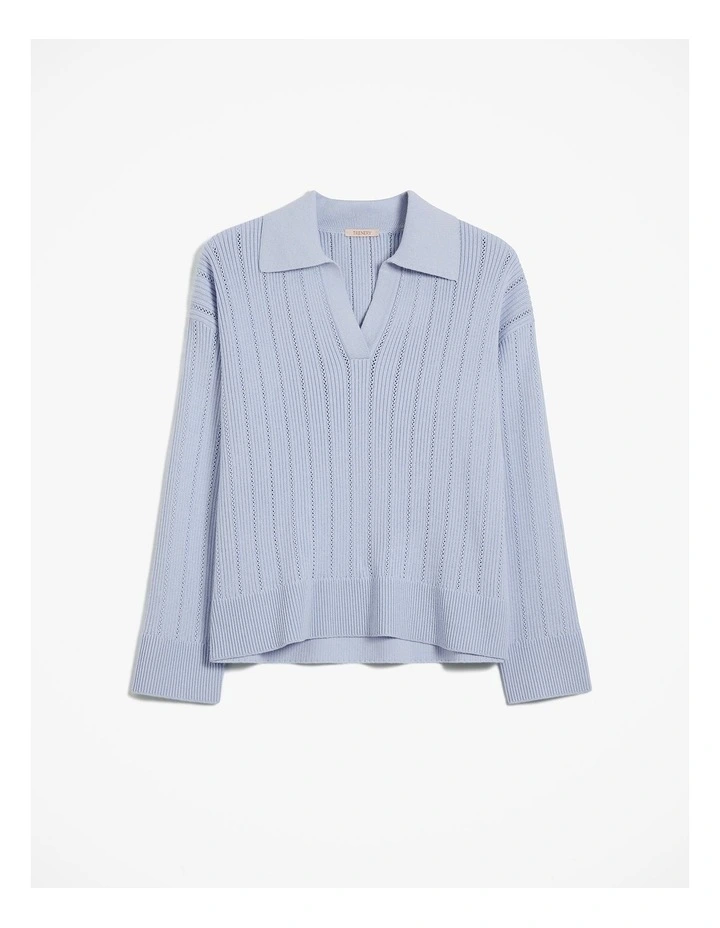 Cotton Cashmere Fine Cable Polo in Blue Marble image 6