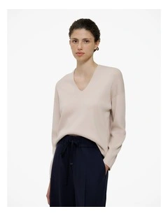 Sculpted V Neck Knit in Clay