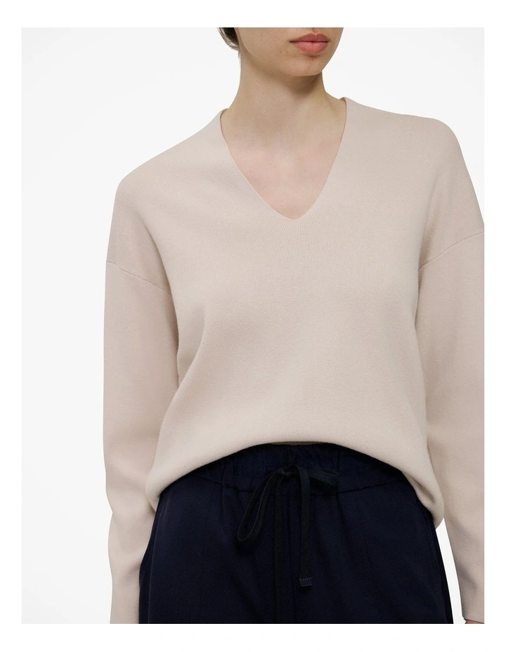 Sculpted V Neck Knit in Clay image 4