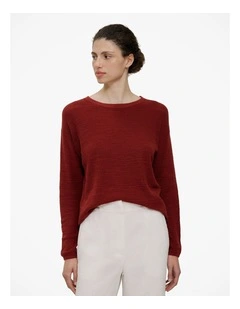 Linen Cotton Pullover in Russet