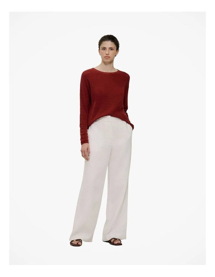 Linen Cotton Pullover in Russet image 2