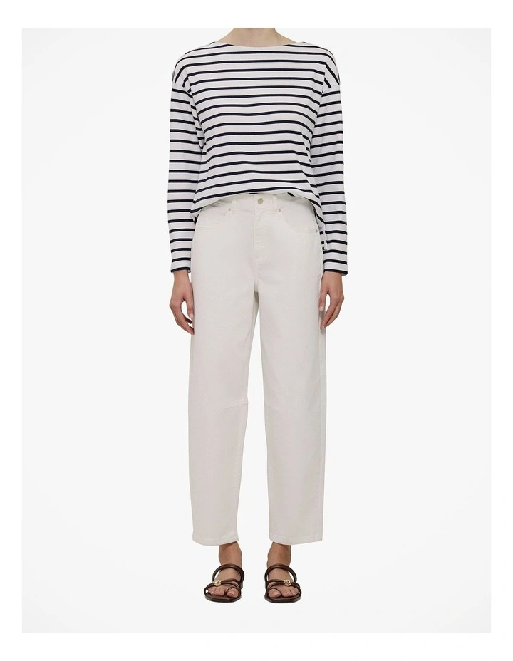 Australian Cotton Blend Tapered Leg Jean in White image 1