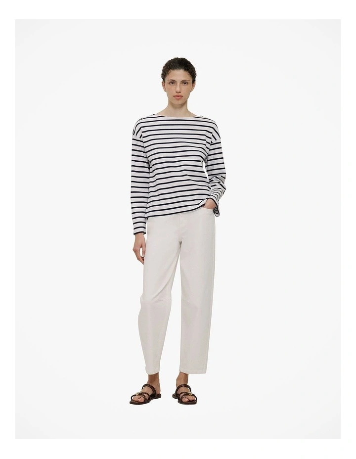 Australian Cotton Blend Tapered Leg Jean in White image 2
