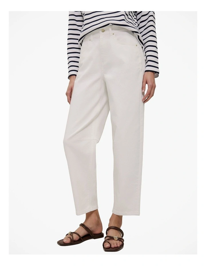Australian Cotton Blend Tapered Leg Jean in White image 3
