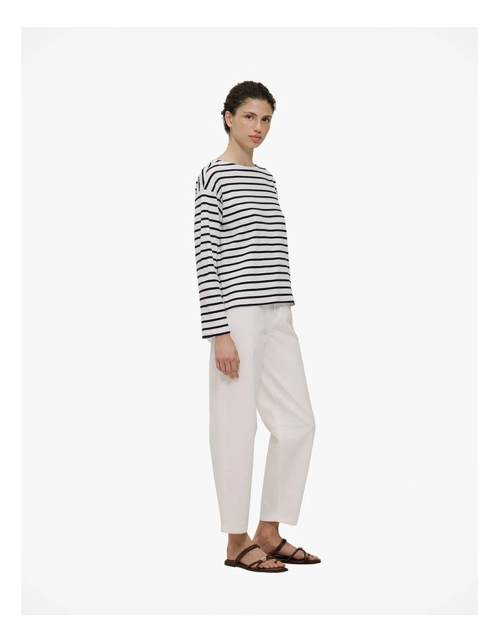 Australian Cotton Blend Tapered Leg Jean in White image 4