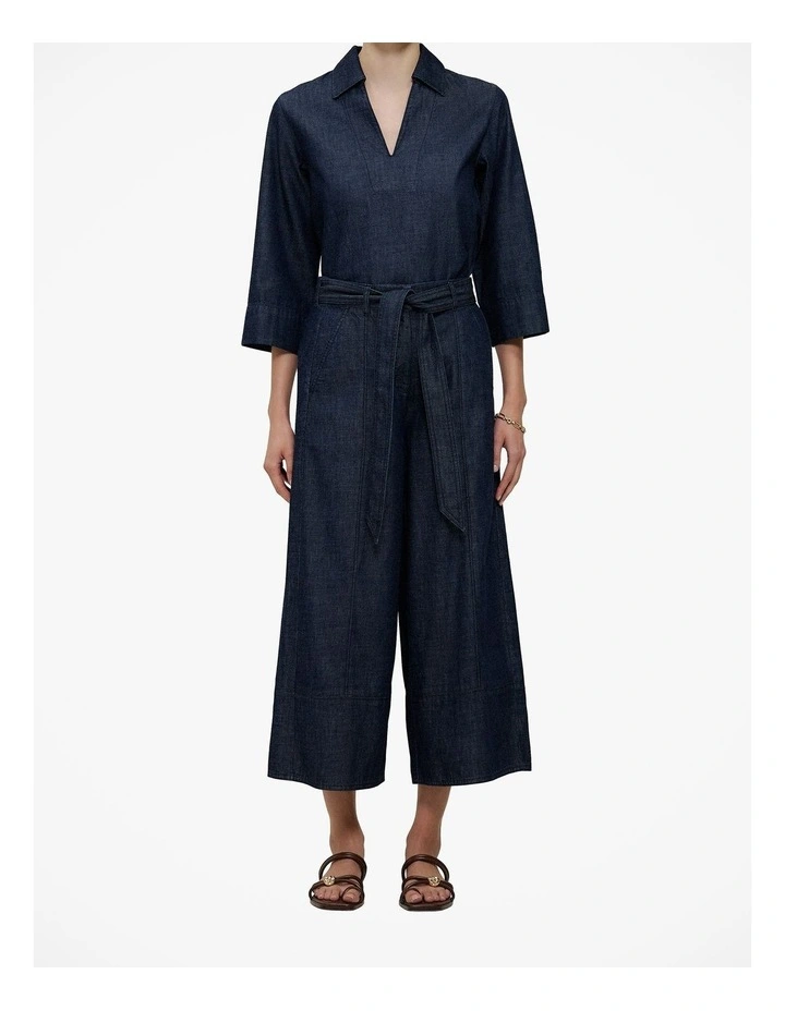 Soft Denim Culotte in Rinse Wash image 1