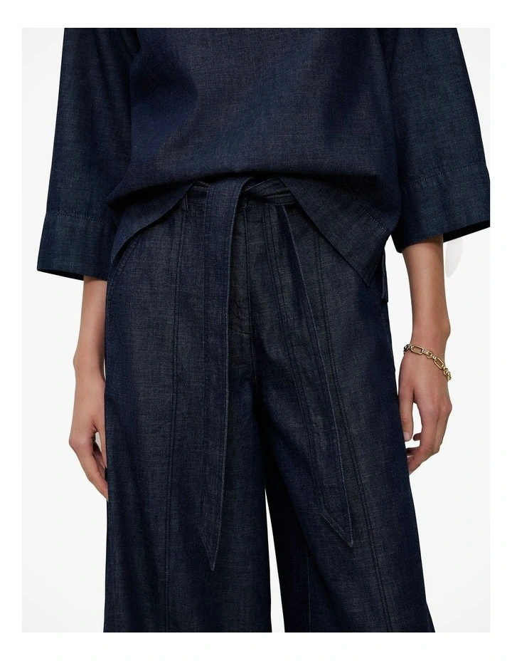 Soft Denim Culotte in Rinse Wash image 3
