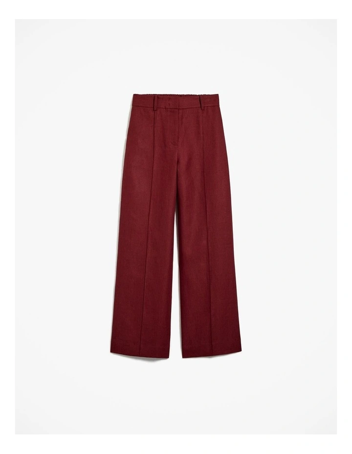 Linen Twill Pintucked Wide Leg Pant in Russet image 7