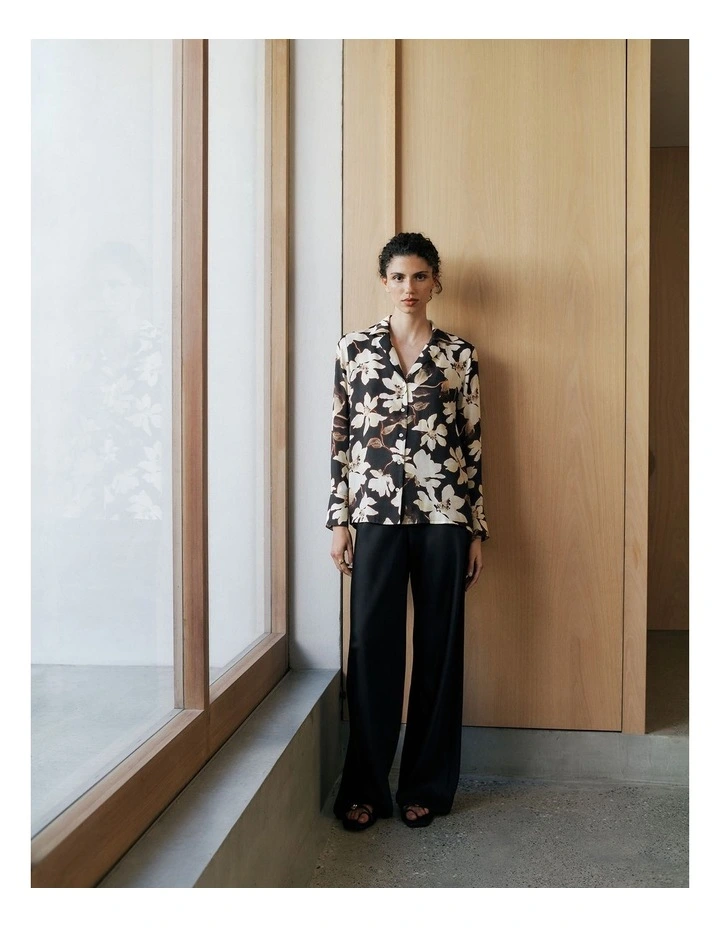 Calais Modal Camp Collar Shirt in Black image 2