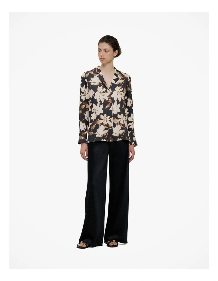 Calais Modal Camp Collar Shirt in Black image 3