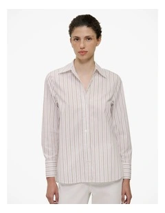 Yarn Dyed Poplin Stripe Shirt in Russet
