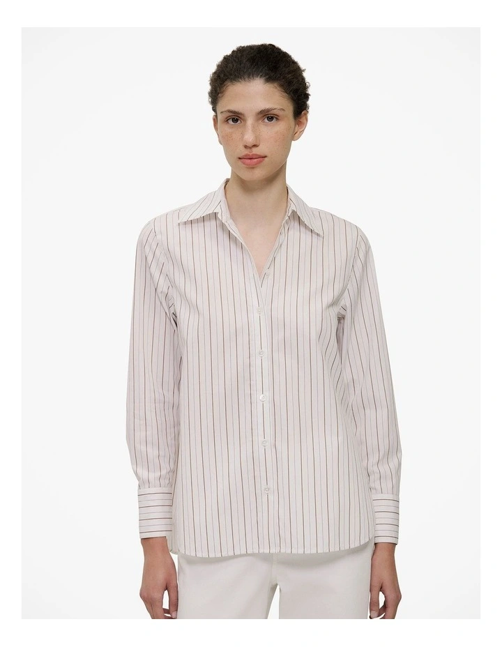Yarn Dyed Poplin Stripe Shirt in Russet image 1