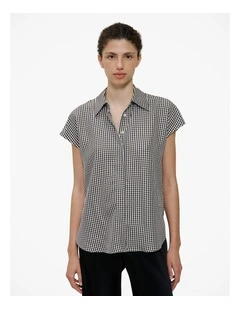 Gingham Short Sleeve Shirt in Black