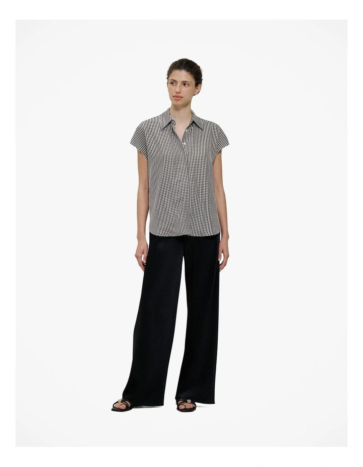 Gingham Short Sleeve Shirt in Black image 2