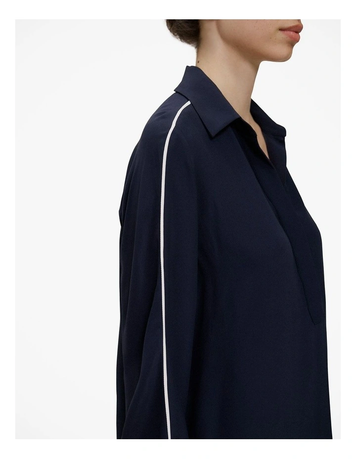 Piping Detail Long Sleeve Shirt in Night Sky image 4