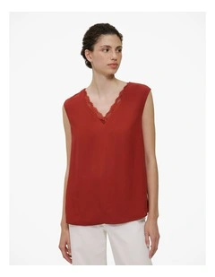 Lace Detail Tank in Russet