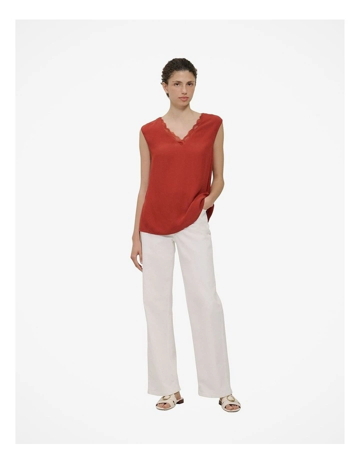 Lace Detail Tank in Russet image 2