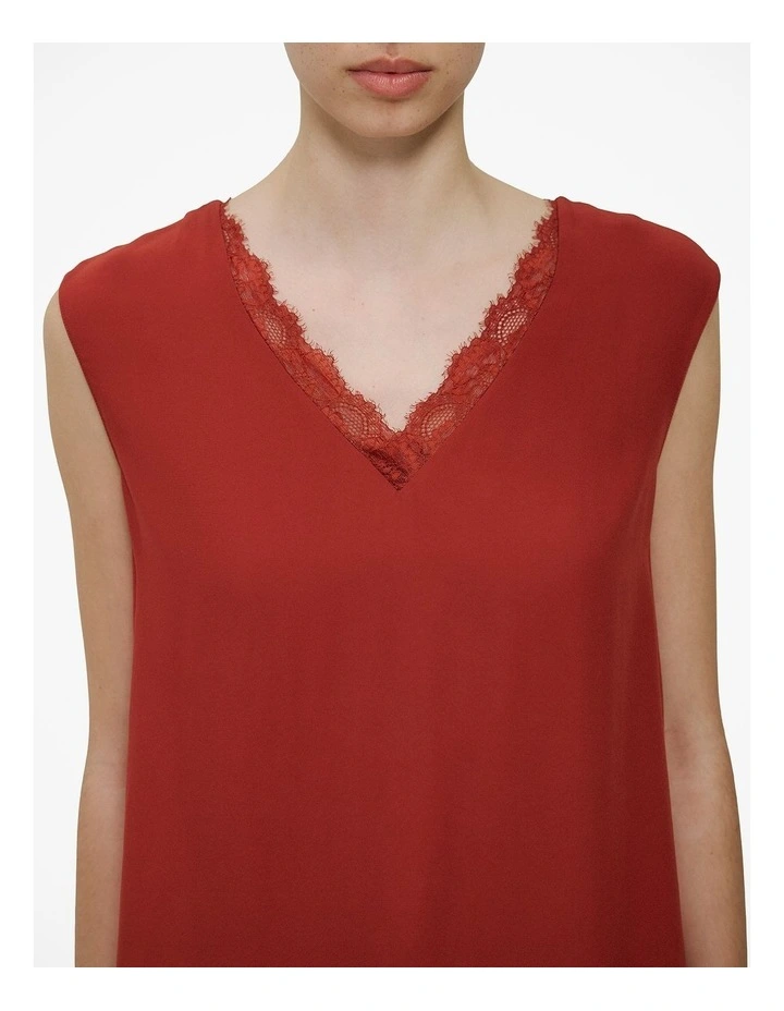 Lace Detail Tank in Russet image 3