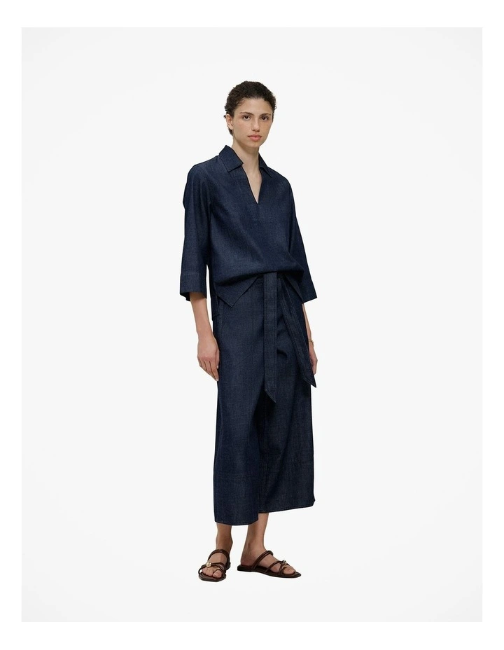 Soft Denim Collared Popover in Rinse Wash image 3