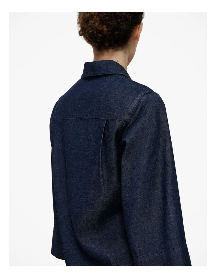 Soft Denim Collared Popover in Rinse Wash image 4