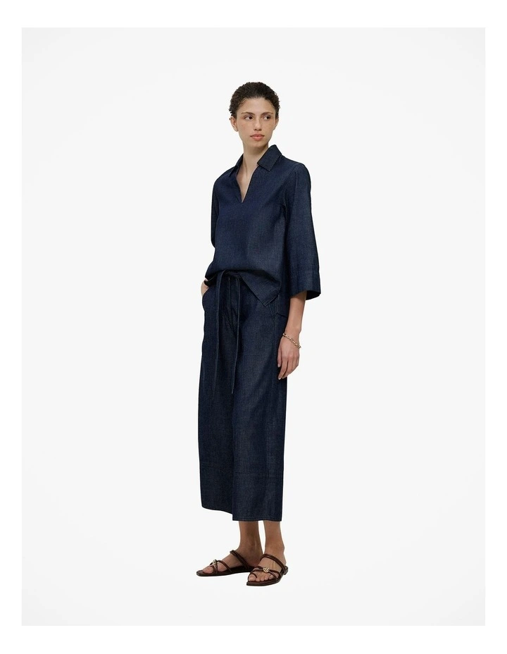 Soft Denim Collared Popover in Rinse Wash image 5