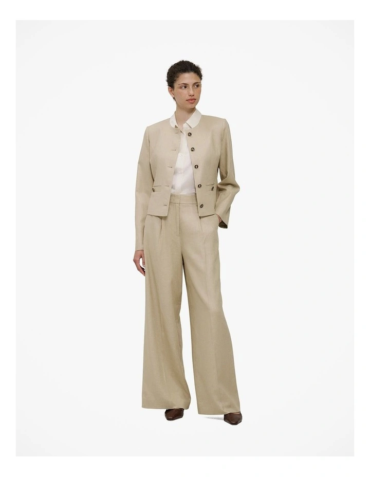 Silk Satin Cap Sleeve Shirt in Parchment image 2