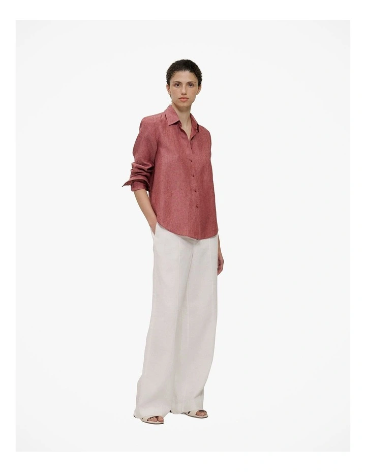 End On End Linen Classic Shirt in Russet image 2