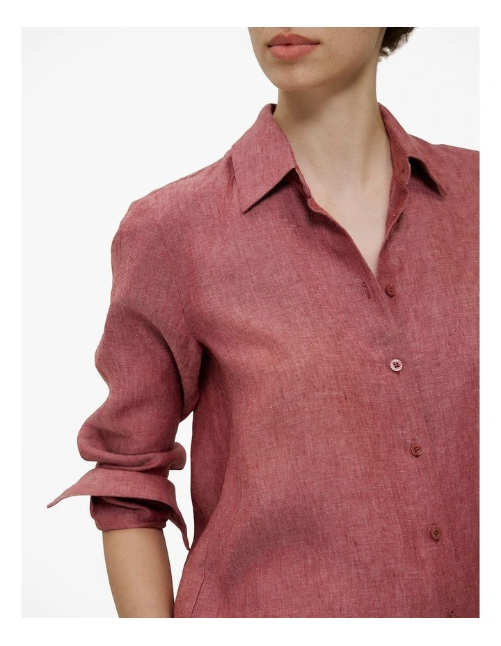 End On End Linen Classic Shirt in Russet image 3