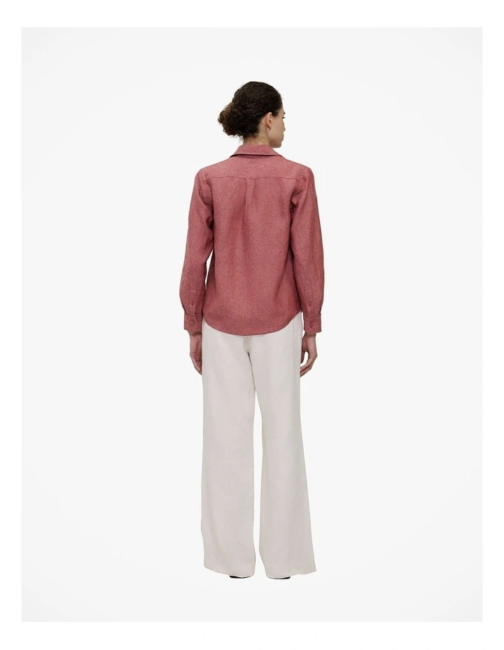 End On End Linen Classic Shirt in Russet image 4