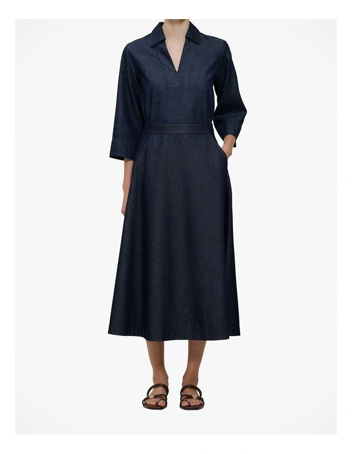 Denim A-line Skirt in Rinse Wash image 1