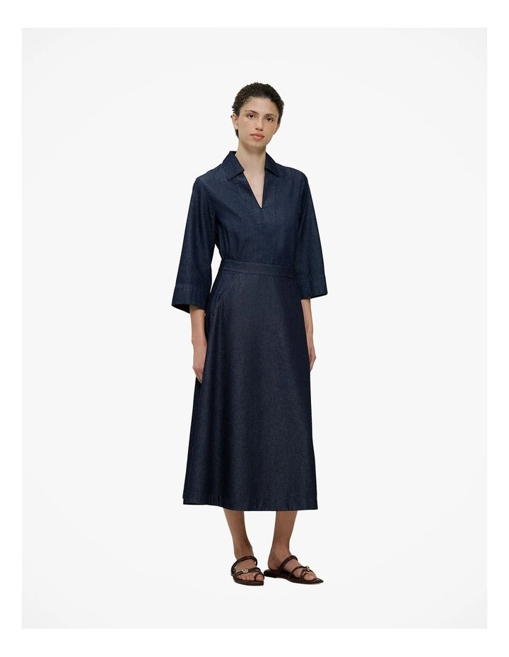 Denim A-line Skirt in Rinse Wash image 2