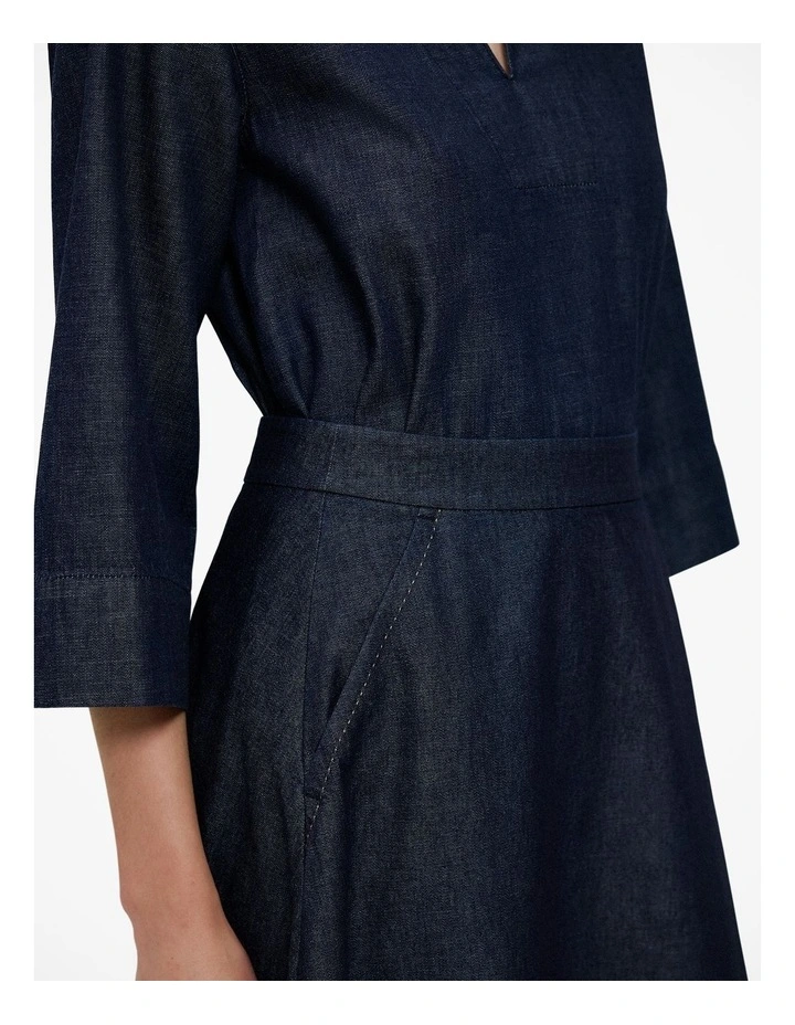 Denim A-line Skirt in Rinse Wash image 3