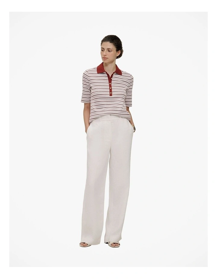 Half Placket Stripe Polo in Russet image 2
