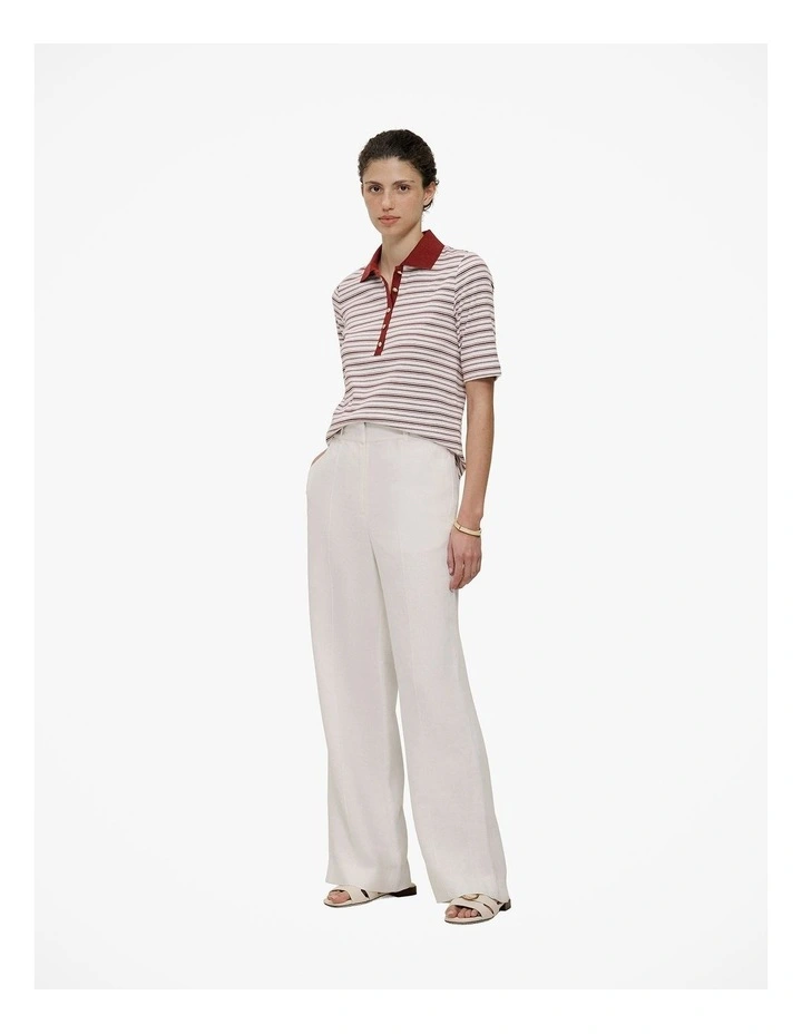 Half Placket Stripe Polo in Russet image 4