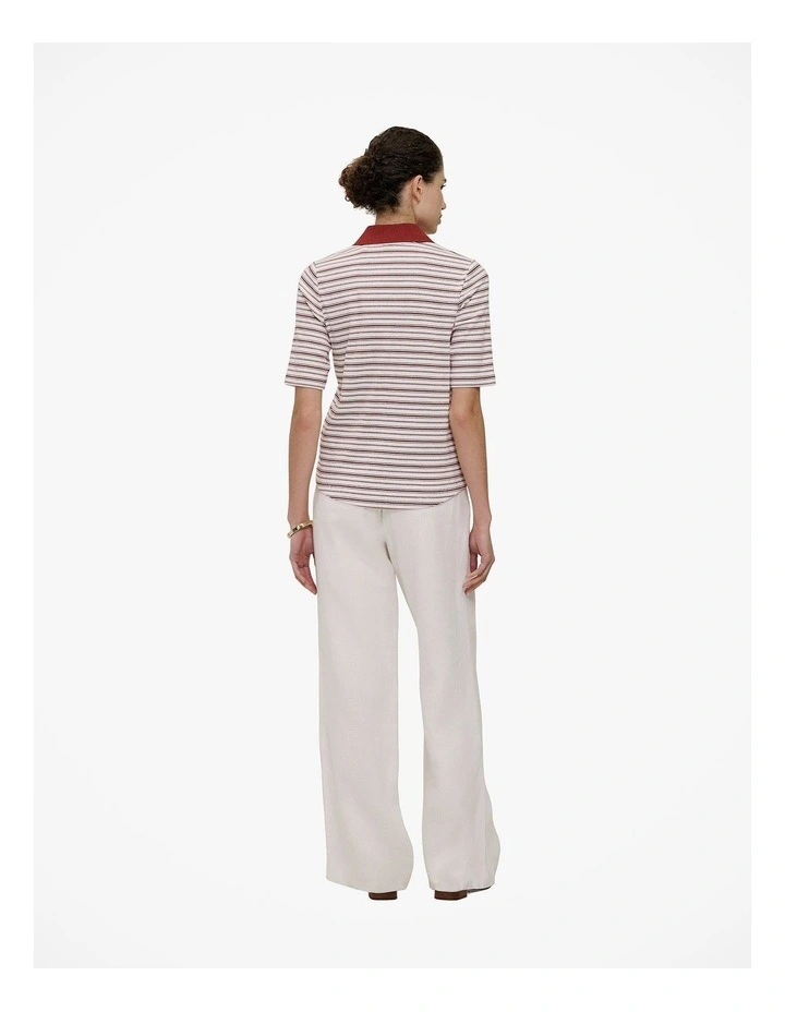 Half Placket Stripe Polo in Russet image 5