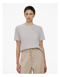 Australian Cotton Mini Stripe T-shirt in Night Sky