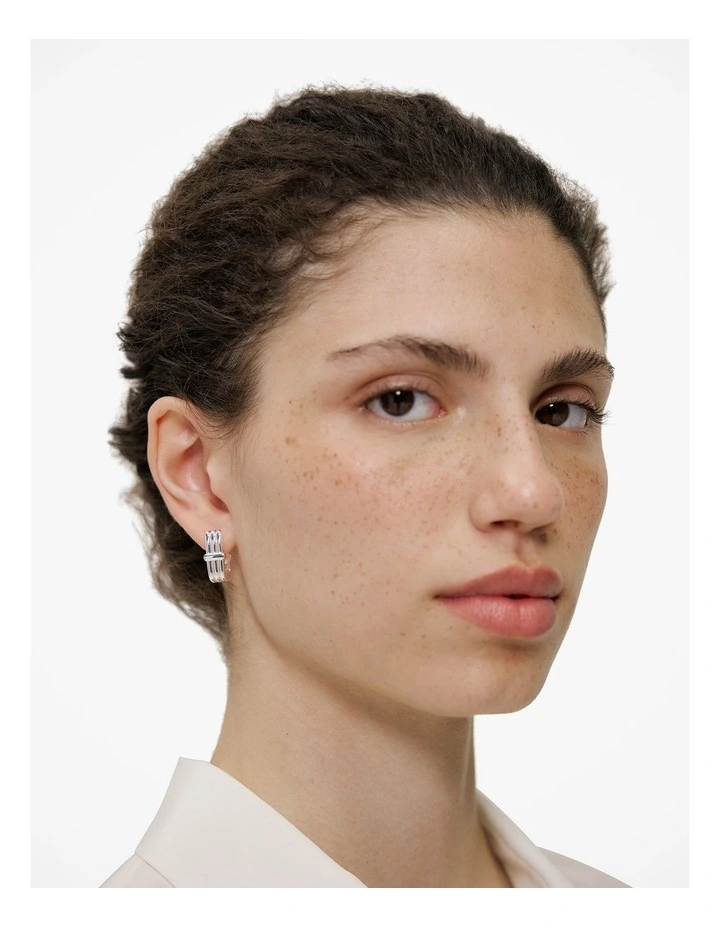 Orne Huggie Earrings in Silver image 2