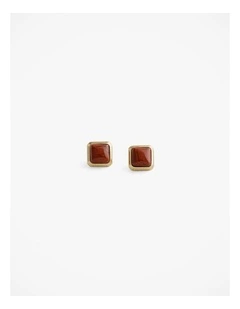 Nerina Jasper Stud Earrings in Gold