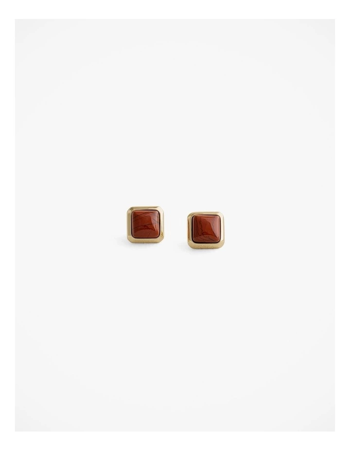 Nerina Jasper Stud Earrings in Gold image 1