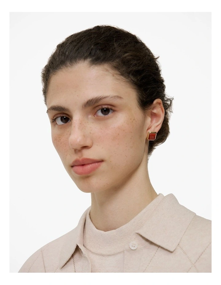 Nerina Jasper Stud Earrings in Gold image 2