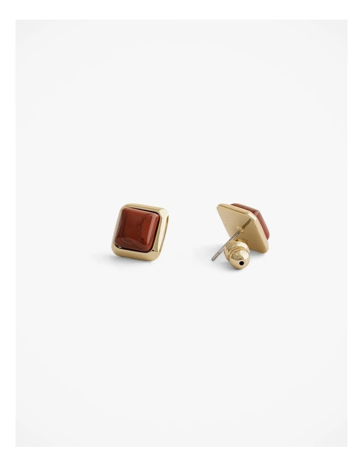 Nerina Jasper Stud Earrings in Gold image 3