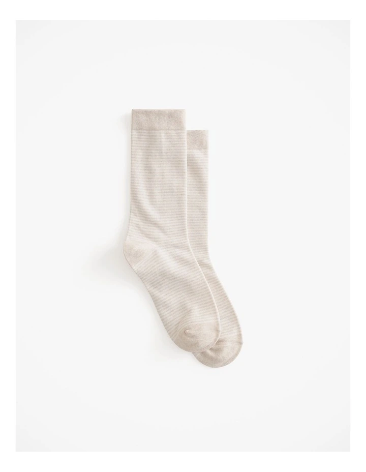 Multi Stripe Crew Sock in Stone image 1