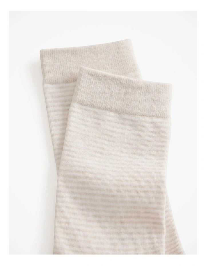 Multi Stripe Crew Sock in Stone image 2