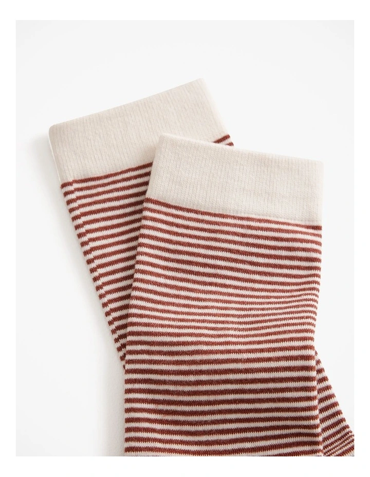 Multi Stripe Crew Sock in Russet image 2