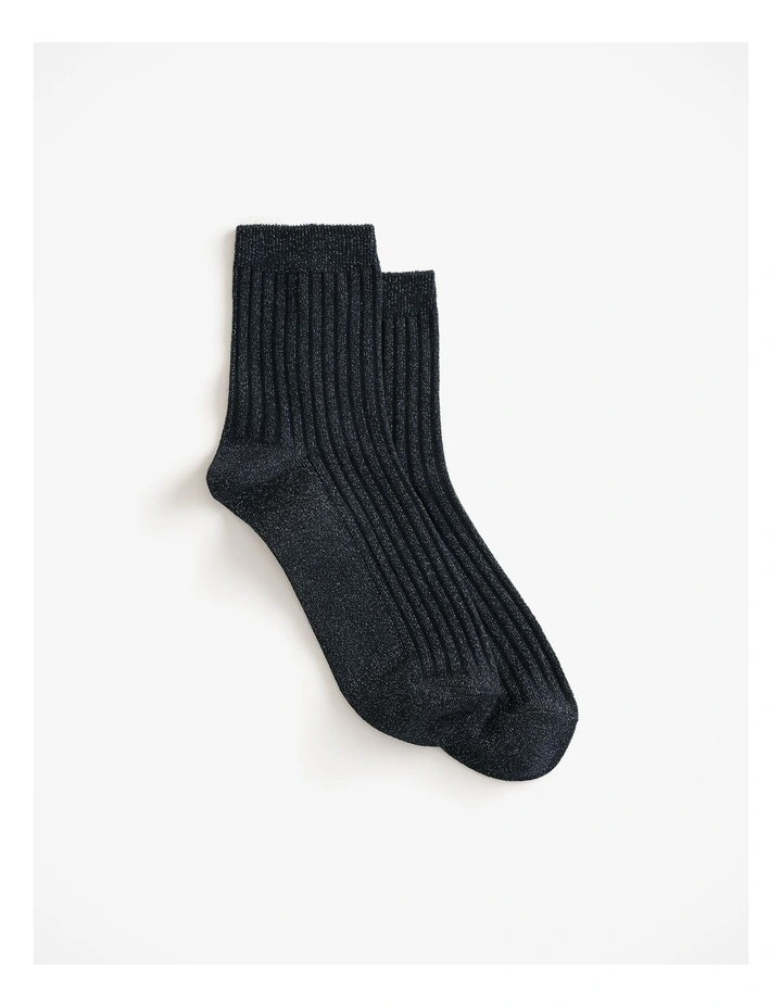 Metallic Rib Crew Sock in Night Sky image 1