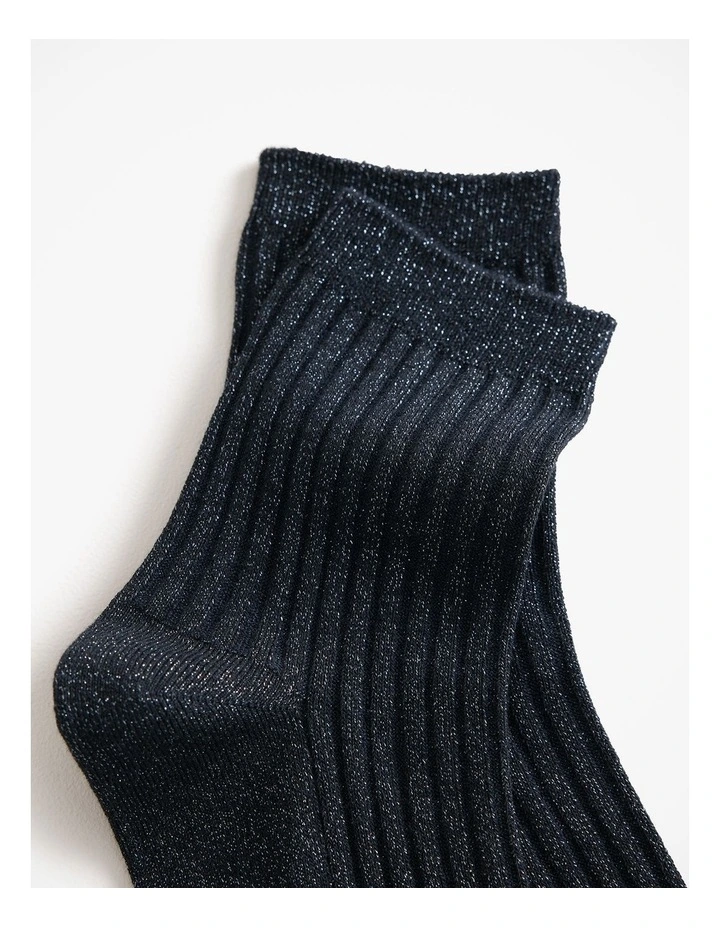 Metallic Rib Crew Sock in Night Sky image 2