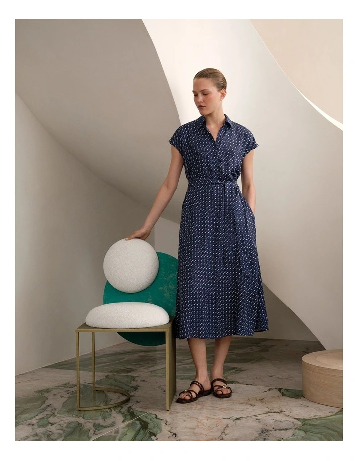 Cavelle Cap Sleeve Shirt Dress in Night Sky image 2