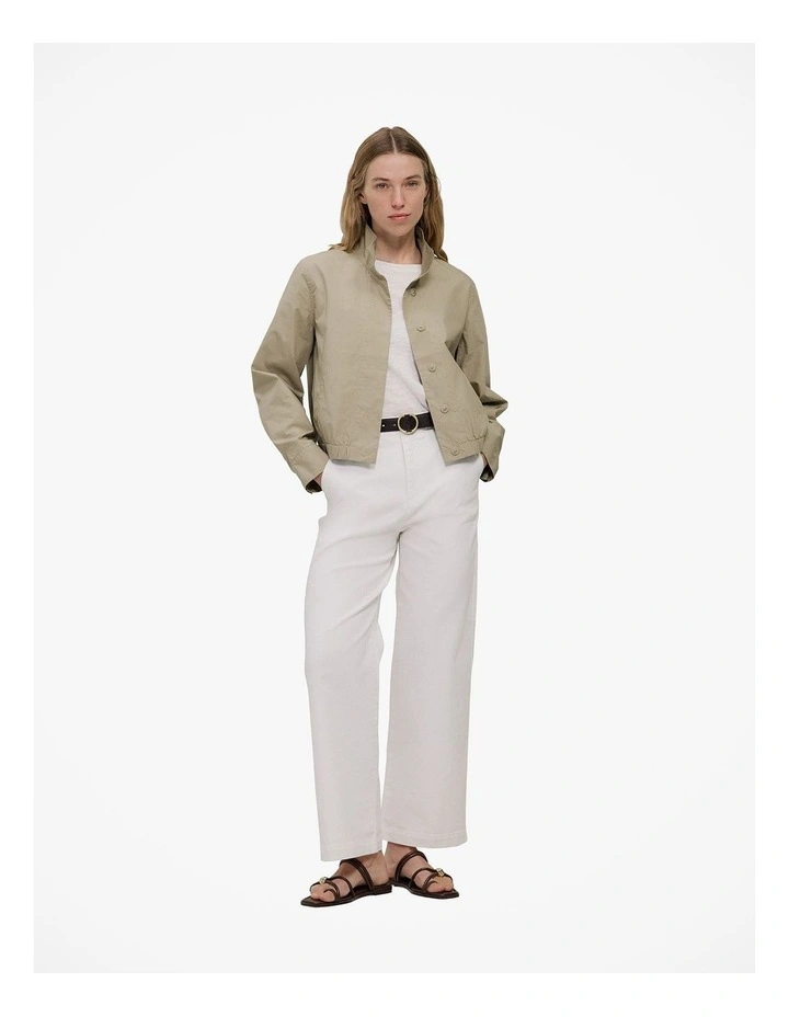 Funnel Neck Bomber Jacket in Olive Brown image 3